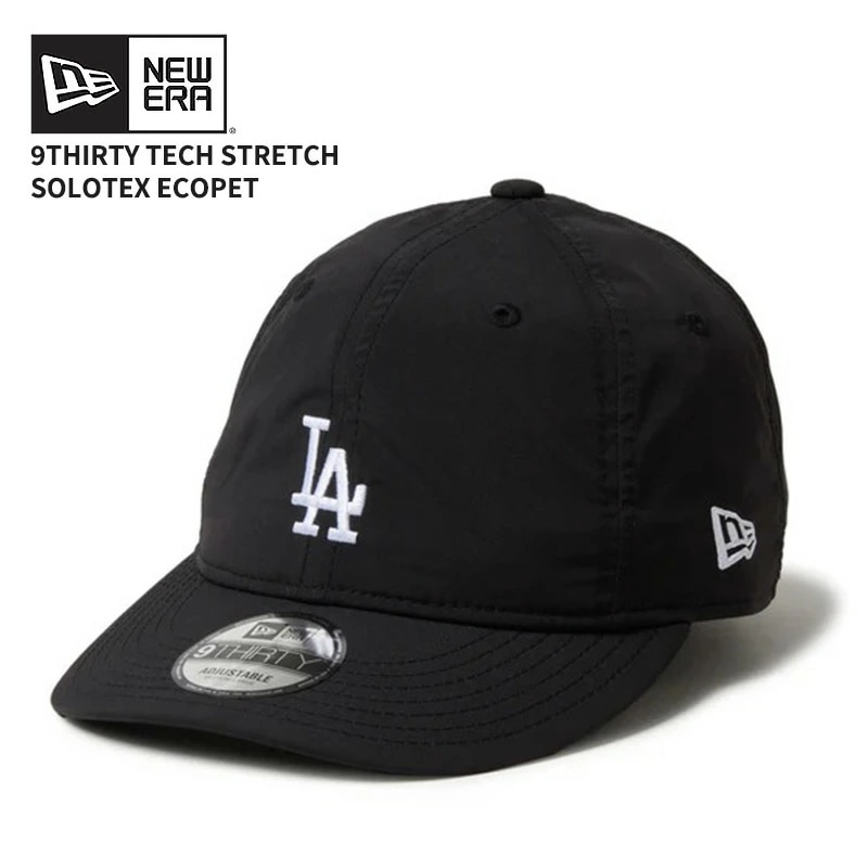 ニューエラ ユニセックス 撥水 キャップ NEW ERA 9THIRTY Tech Stretch SOLOTEX ECOPET ドジャース ブラック 帽子 14668970
