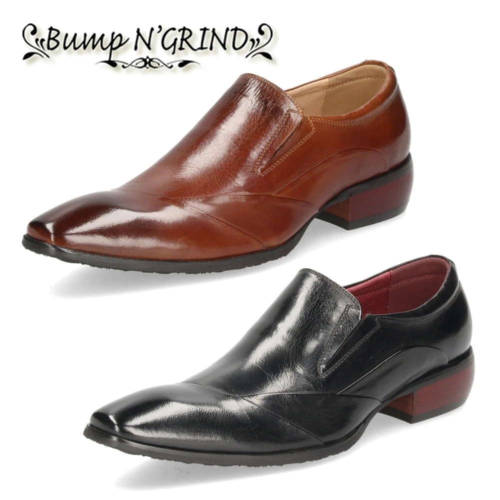 ビジネスシューズ 本革 メンズ 靴 スリッポン ブラック キャメル ブラウン BG-6051 革靴 黒 茶色 バンプ アンド グラインド