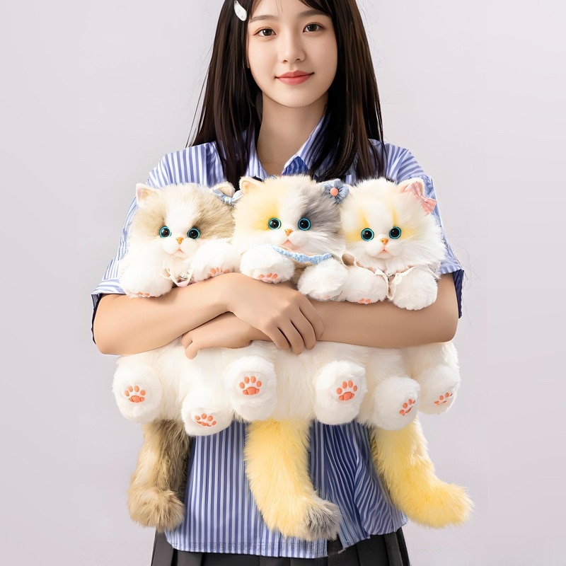 かわいいミニぬいぐるみ猫のバックパックリアルなバッグ人形ぬいぐるみ誕生日プレゼント