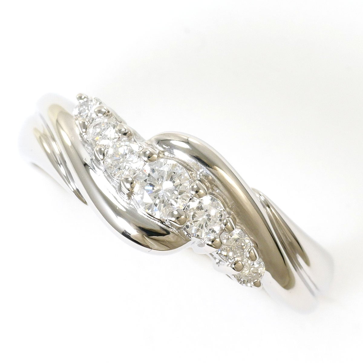 PT900 プラチナ リング・指輪 12.5号 ダイヤモンド 0.30ct カード鑑別書 総重量約3.7g 中古