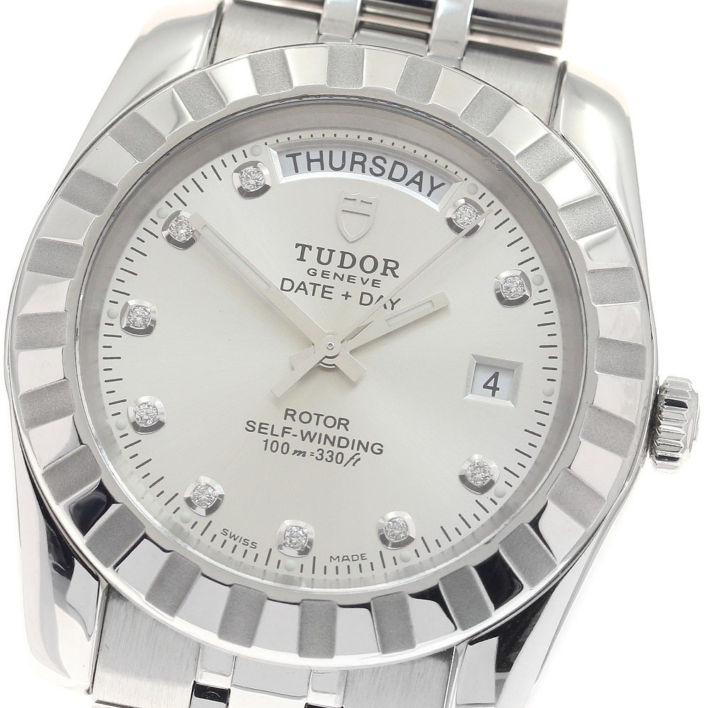 チュードル TUDOR 23010 クラシック デイトデイ 10Pダイヤ 自動巻き メンズ 保証書付き_952708【中古】