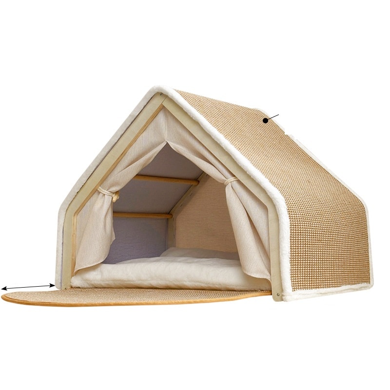 猫小屋冬の保温猫の別荘猫の家貝殻半閉鎖寝袋猫の取っ手板は乾癬を落とさない 猫テント