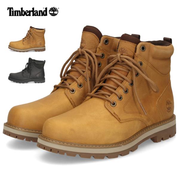 Timberland ティンバーランド メンズ ブーツ ワイド 本革 防水 0A69UH ブリットン ロード ミッド ウォータープルーフ フル ブラック ウィート 黒 紐靴