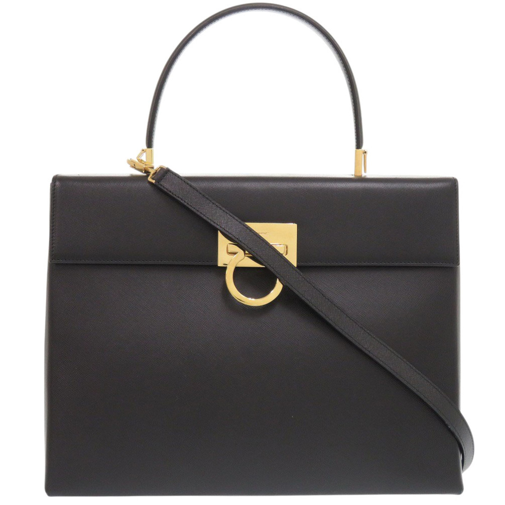 美品 サルヴァトーレフェラガモ 2WAY ガンチーニ DY-21 8791 ハンドバッグ レザー ブラック 1410【中古】Salvatore Ferragamo レディース