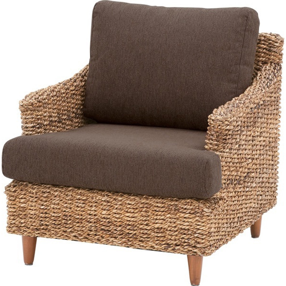 クラール 1人掛 NRS-411 ソファー ソファ バリ風 アジアン モダン 椅子 いす 木製 アバカ材 肘付き リビング ダイニング インテリア ブラウン