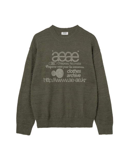 【AEAE】 WEB LOGO HAIRY KNIT [KHAKI] 正規品