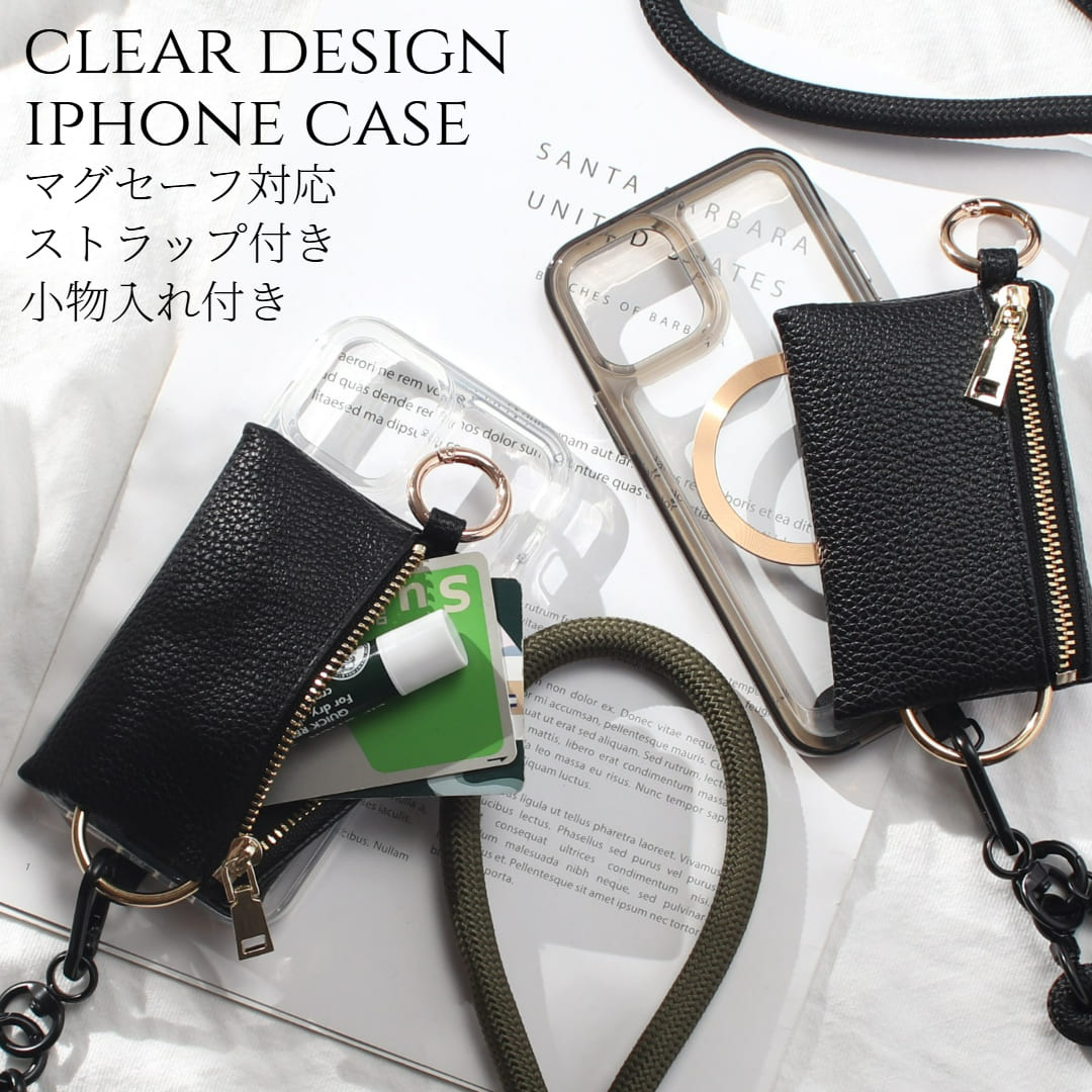 iphone ケース クリア ショルダー 小物入れ iphone16 iphone15 iphone14 13 12 mini マグセーフ MagSafe マグネット SE 14 11 16 15