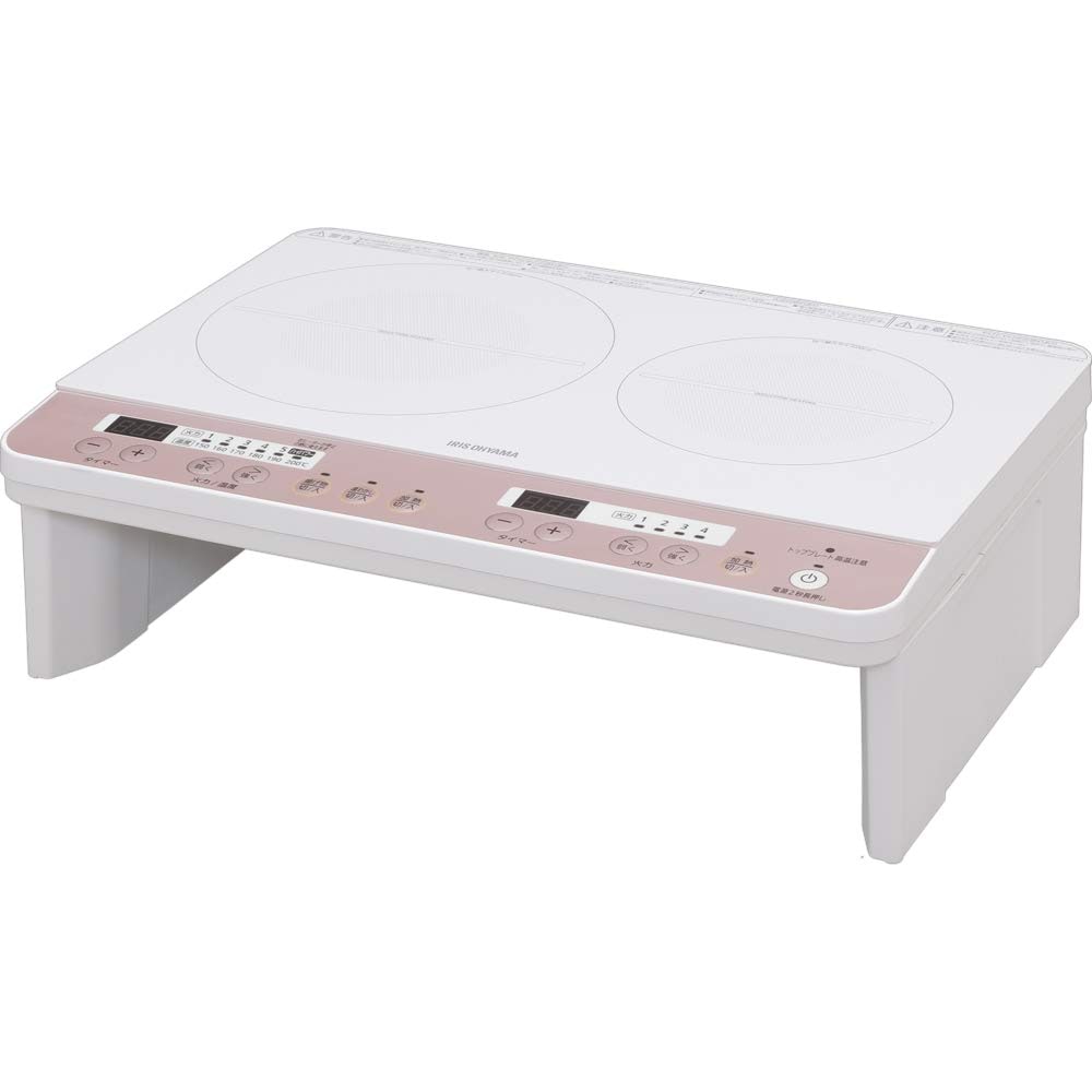 IHクッキングヒーター 2口 1400W 脚付 ピンクゴールド IHK-W12S-WPG
