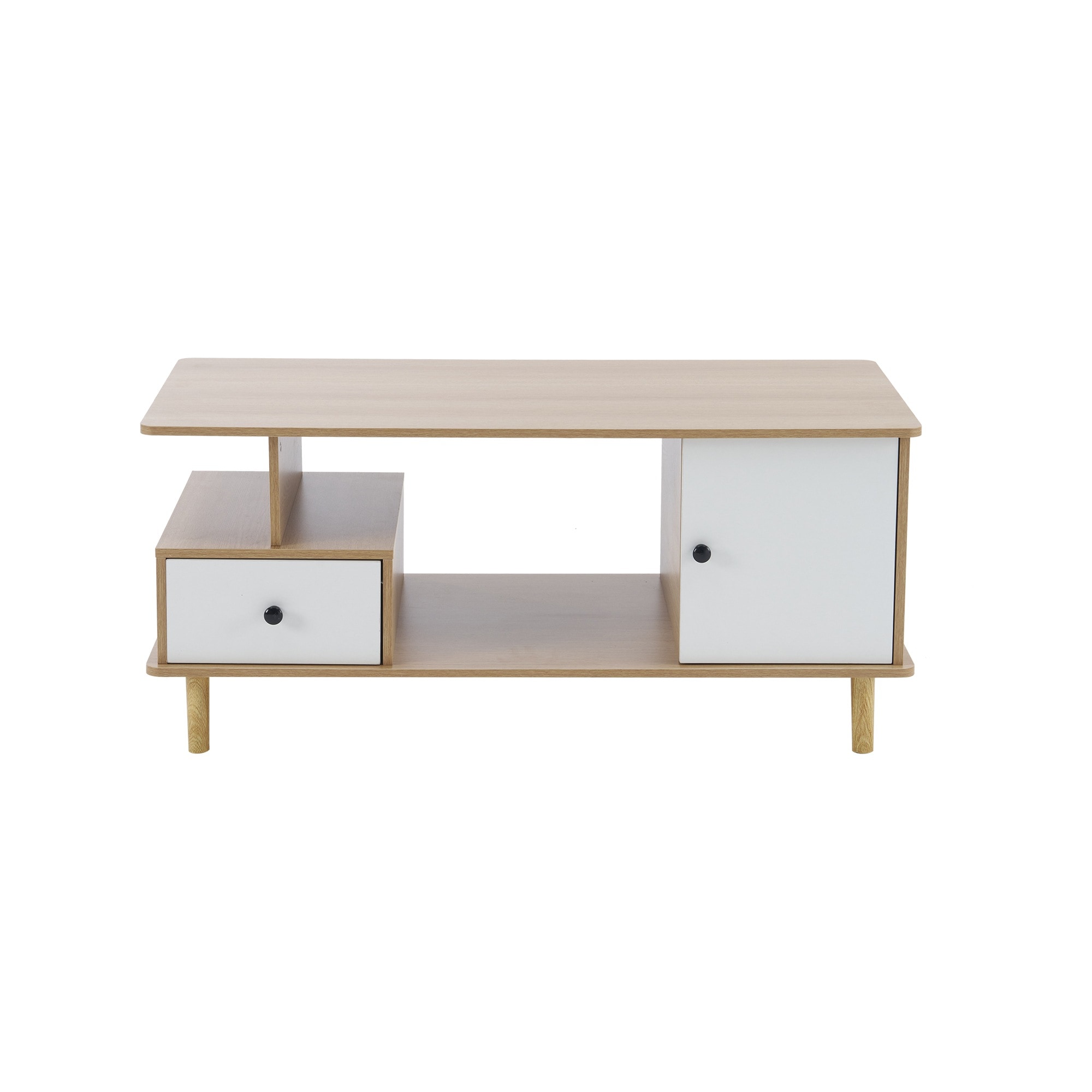 E5【新作登場】センターテーブル ローテーブル テレビ台 引出し付き ラック付き 収納付き 3色 大容量 多機能 リビングテーブル おしゃれ 北欧 カフェテーブル【ナチュラル】