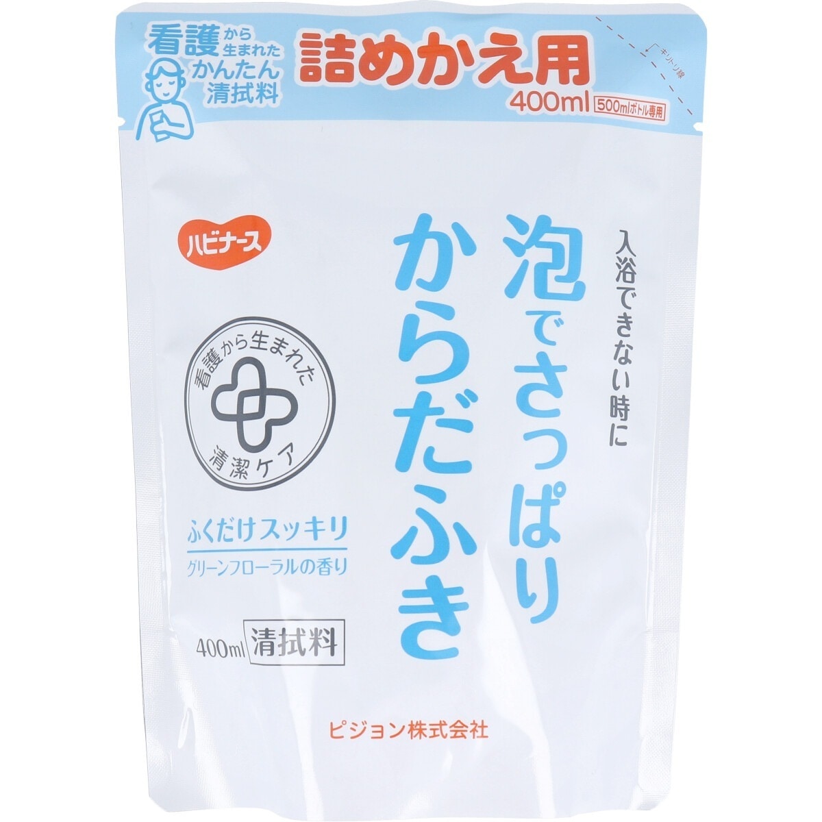介護用からだふき 泡でさっぱりからだふき グリーンフローラルの香り 詰替用 400mL X5パック