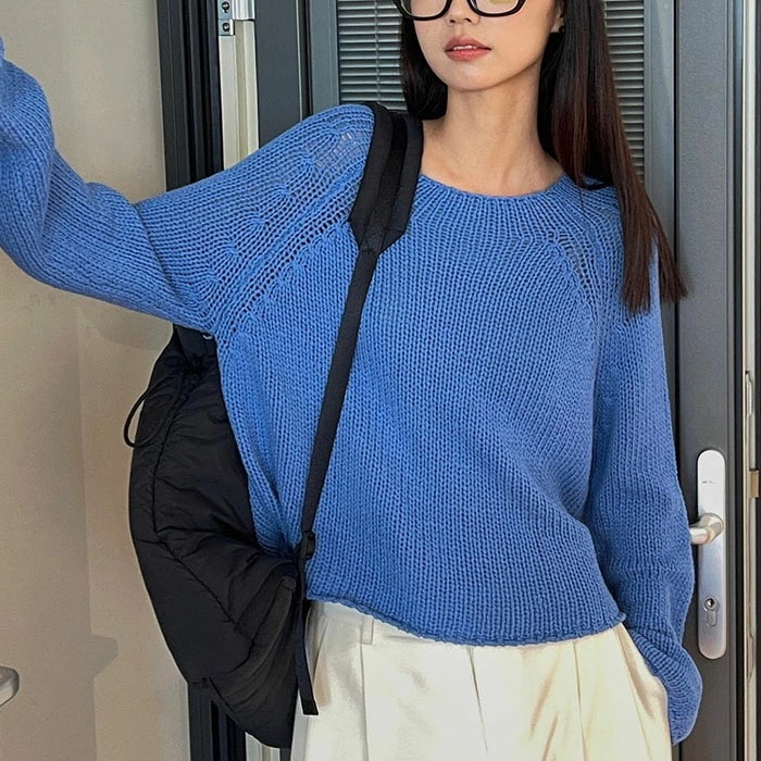 ニット レディース 長袖 クルーネック ニットセーター 透かし編み プルオーバー セーター トップス 春 秋 冬 オーバーサイズ ビッグシルエット 丸首 大きいサイズ 着痩せ 韓国ファッション おしゃ