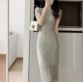 レディース スカート ワンピース ドレス ミモレ タイト 細身 レース シフォン ウエストマーク 透け感 コンサバ 大人可愛い きれいめ シンプル 上品 エスニック エキゾチック こなれ感 ガーリー