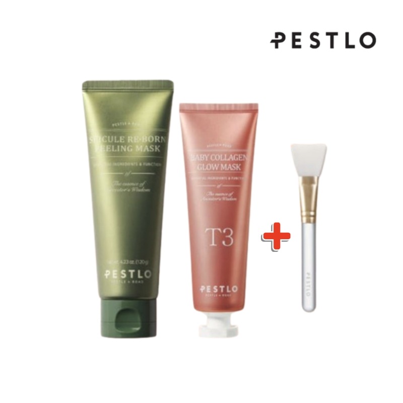 [セット企画 ]T3ベイビーコラーゲングロウマスク70ml + スピキュル抹茶ヨモギピーリングマスク120ml(+gift ブラシ)