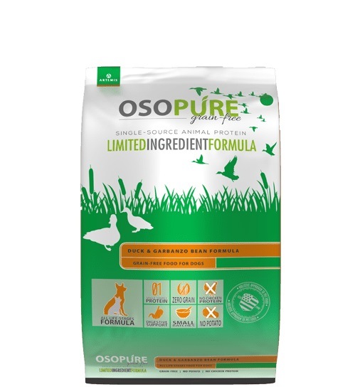 オソピュアグレインフリー アーテミス ドライフード ダック＆ガルバンゾー 9.9kgおやつのプレゼント付き【ドッグフード】【正規品】