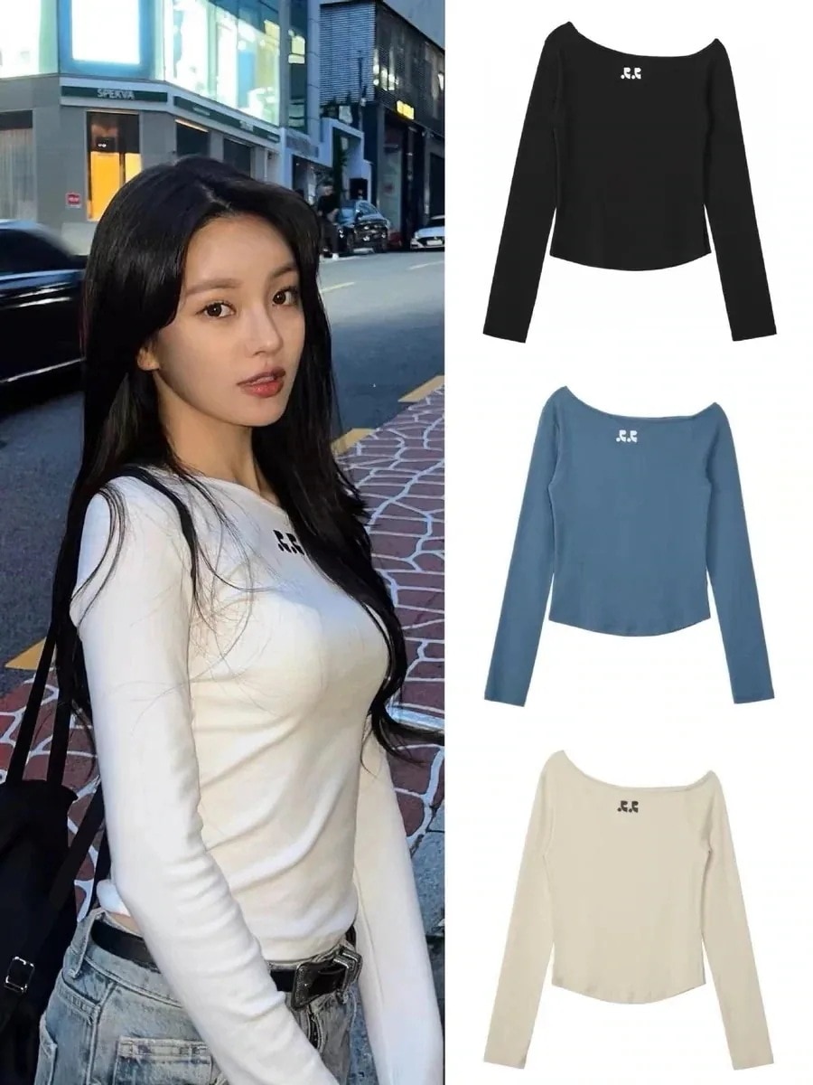 (IVE-Jang Wonyoung着用) ONE SHOULDER 長袖 オフショルダー Tシャツカットソー