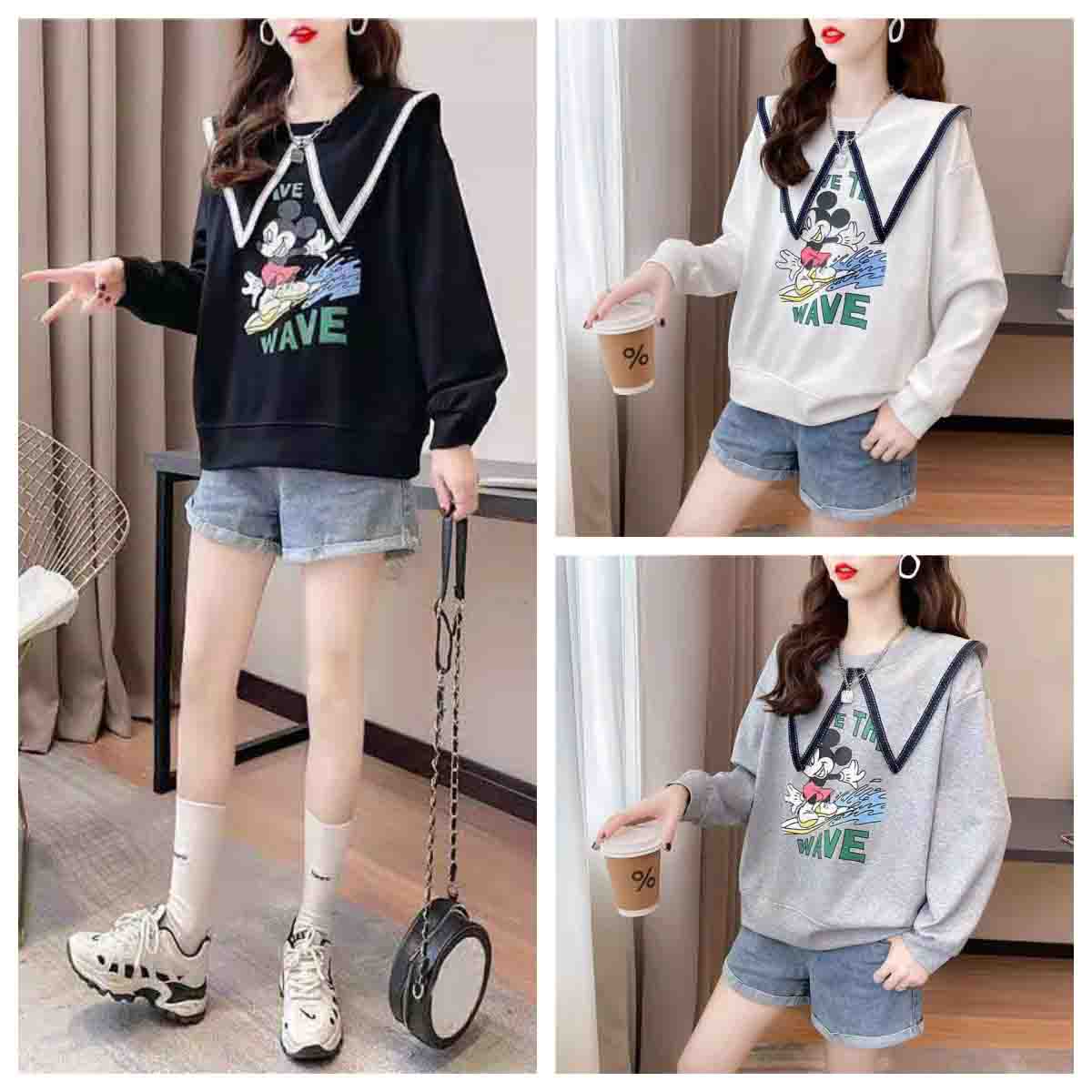 【2個買うと1個無料】ディズニー ミッキー トレーナー レディース スウェット 秋冬 トップス セーラー襟 長袖 かわいい 薄手/裏起毛 カジュアル プルオーバー178