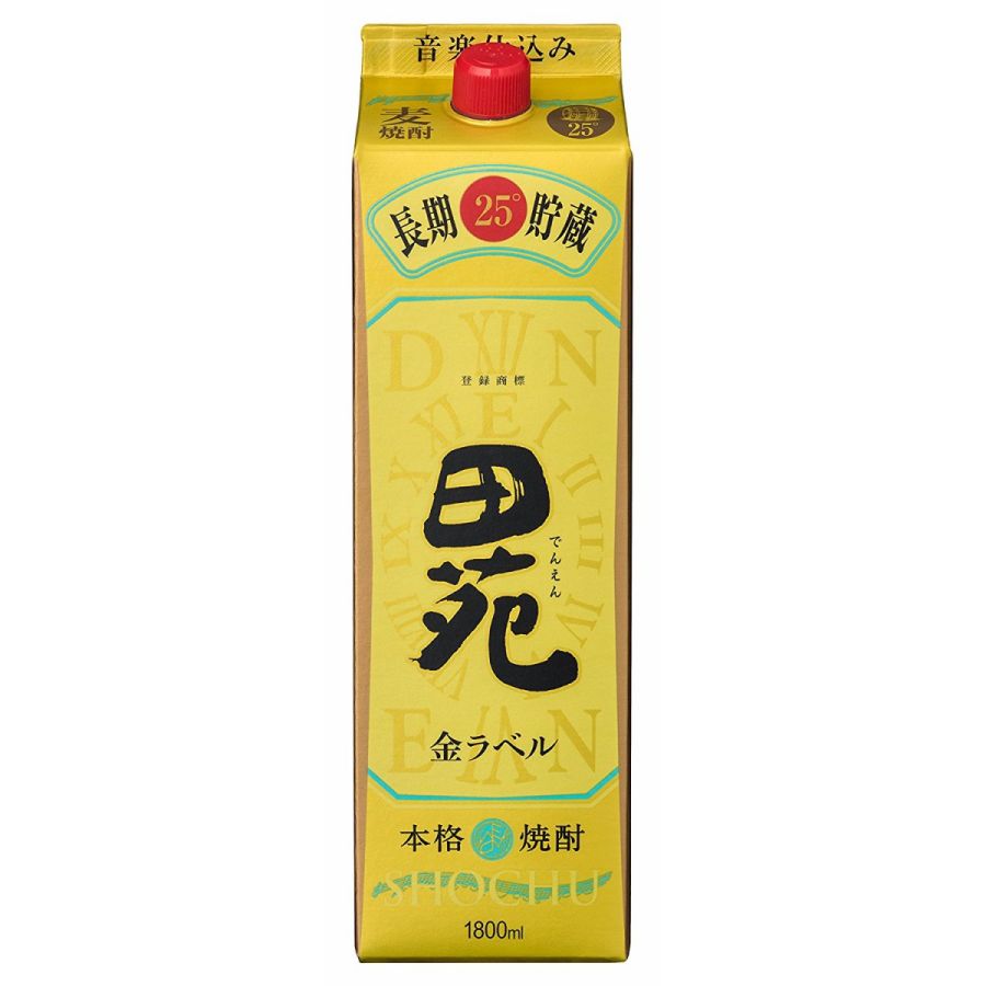 【送料無料】田苑酒造 田苑 金ラベル 長期貯蔵 麦 25度 パック 1800ml 1.8L12本【北海道沖縄県東北四国九州地方は必ず送料が掛かります】