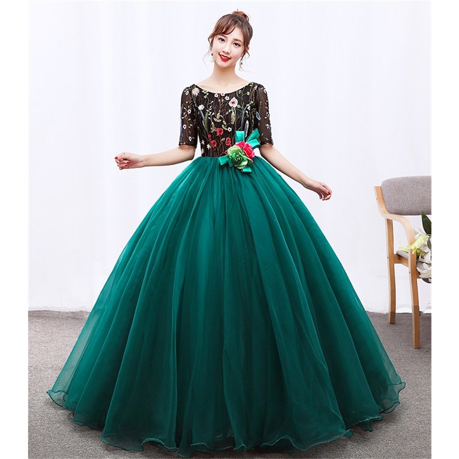 パーティドレス ウェディングドレス 演奏会用ロングドレス カラードレス Ａライン 大きいサイズ グリーン オーダーメイド可能 7,704円