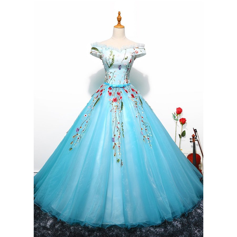 カラードレス ロング 安い イブニングドレス 二次会 パーティードレス 演奏会 花嫁 フォーマルドレス 発表会 結婚式 カクテルドレス 披露宴 ブルー 7,851円