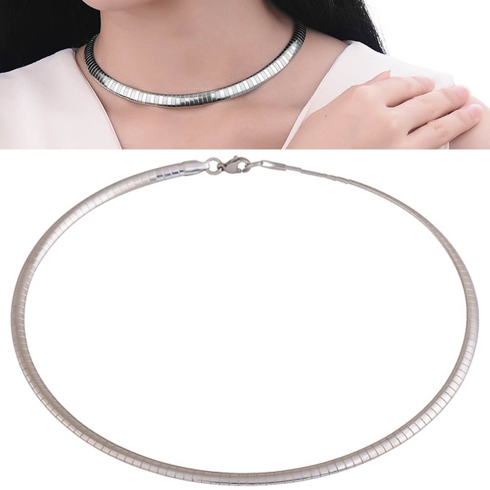 8mmフラットオメガチェーン ステンレス チョーカー 首飾り アクセサリー ネックレス 高級 綺麗 上品 大人 シンプル バングル型 結婚式 卒業式 入学式 成人式 ギフト stc00cmo006xx