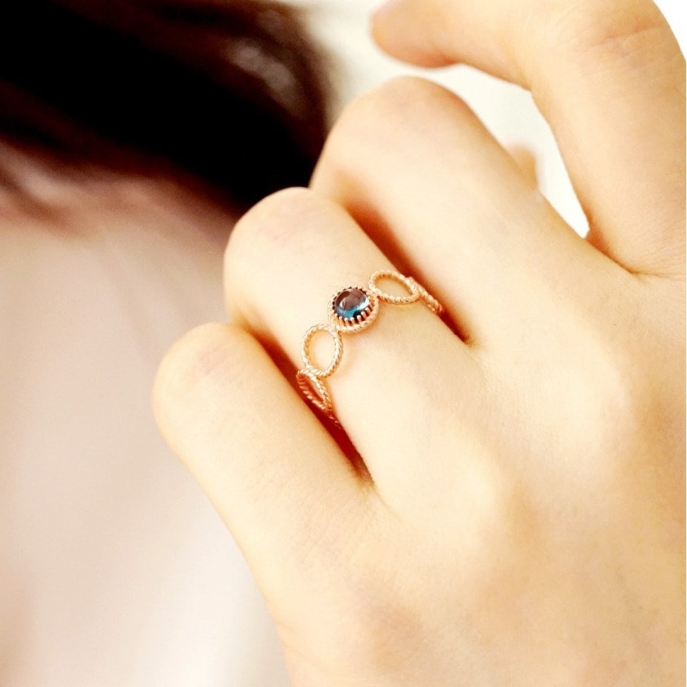 シルバー925トパーズガーネット誕生石14kローズゴールドリング