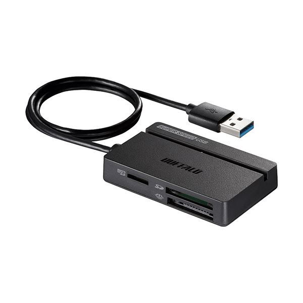 (まとめ)バッファロー USB3.0マルチカードリーダー スタンダード ブラック BSCR100U3BK 1台 (×3セット)