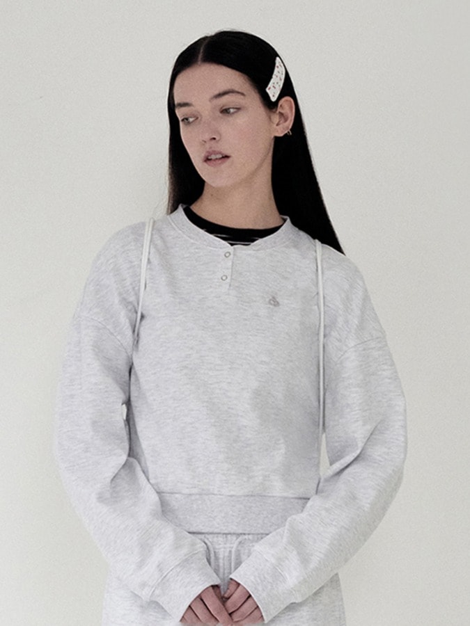 KIRSH PLAIN BUTTON POINT SWEATSHIRT [MELANGE GRAY]