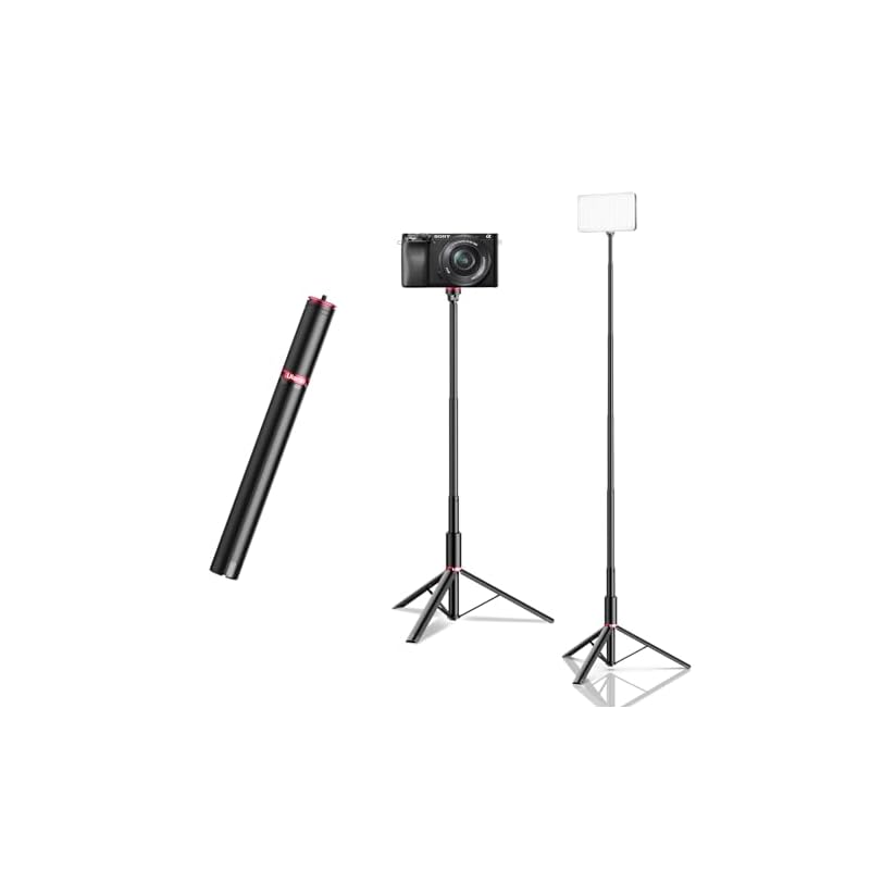 Ulanzi MT-54 三脚 スマホ三脚 ライトスタンド 三脚スタンド 155cm アルミ製 高さ調節 6段伸縮 1/4ネジ穴 カメラ三脚 軽量 コンパクト 持ち運び便利 スマホ／カメラ／ウェブカメ
