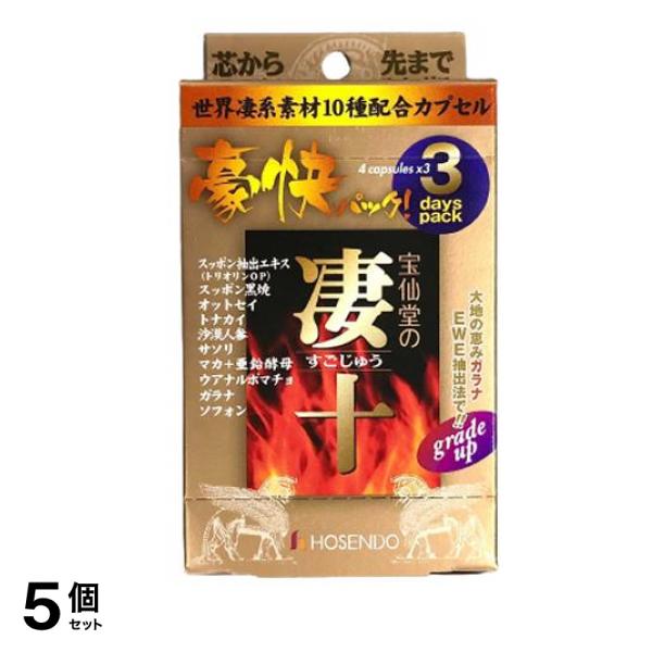 宝仙堂の凄十 豪快パック 3Days Pack 4粒 (3パック) 5個セット