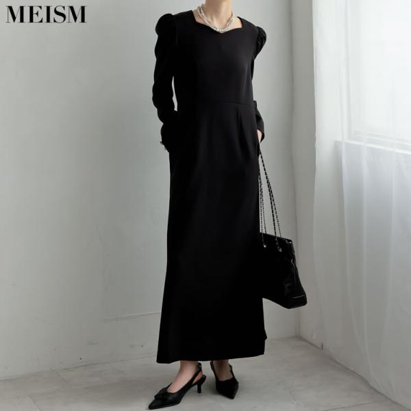 ハートネックボリュームスリーブワンピース