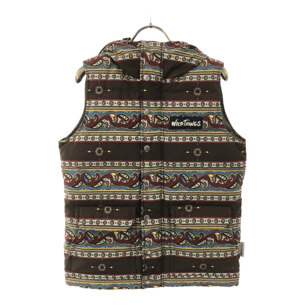 ペイズリー柄 フード付き ダウンベスト XS ダブルジップ PERTEX CLASSIC ECO アウトドア メンズ