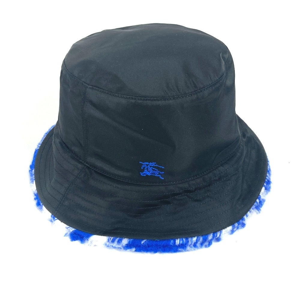 ハット 8075662 ロゴ リバーシブル フリース ファー チェック ハット帽 帽子 バケットハット ボブハット ウール ブラック