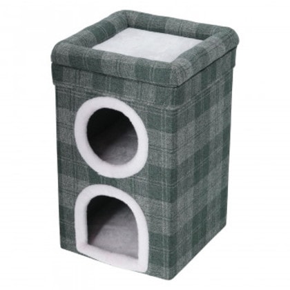 不二貿易 （C/D:53720） ペットハウス 2ルーム ルーフベッド付 グレーチェック