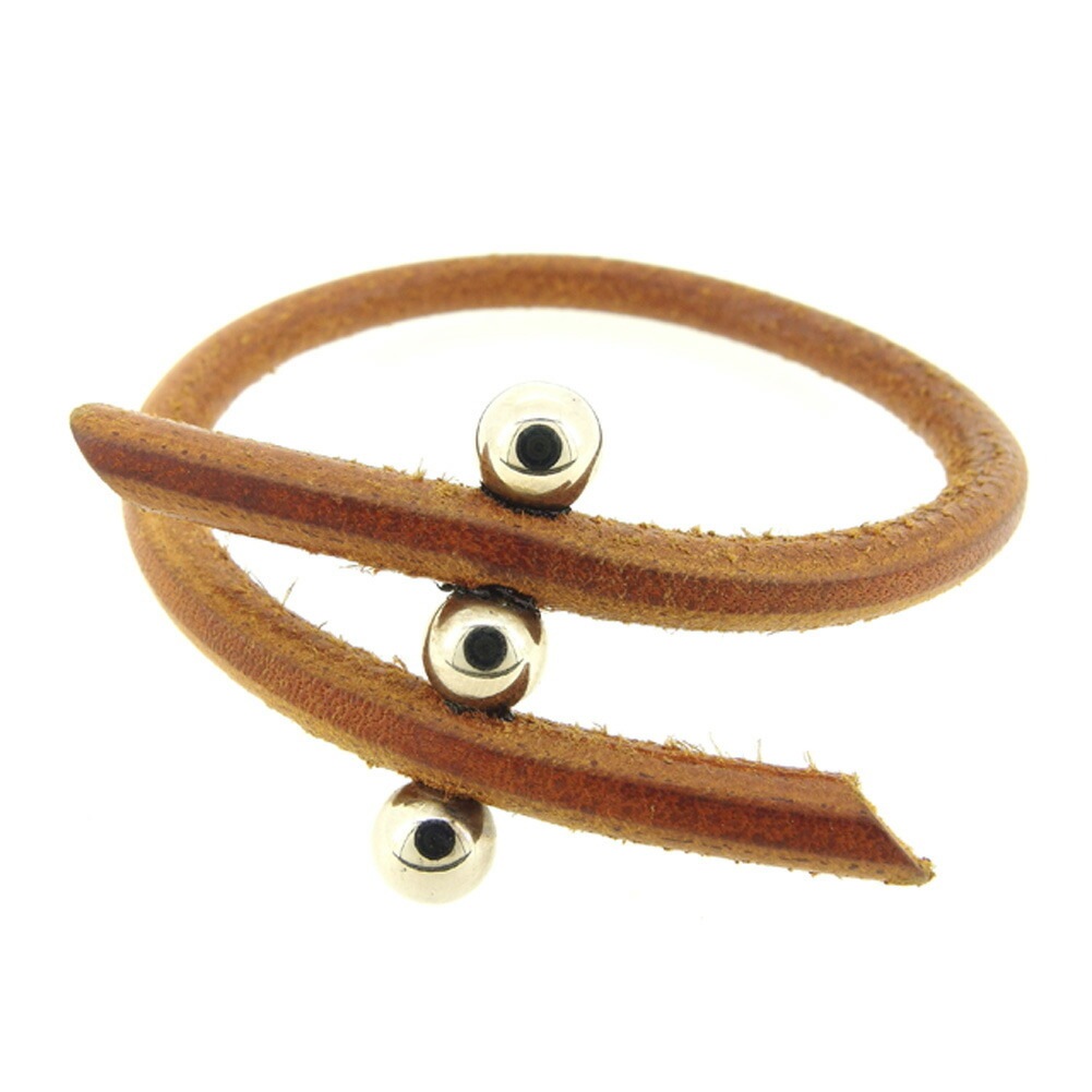 ブレスレット 3ボール ブラウン シルバー レディース 中古