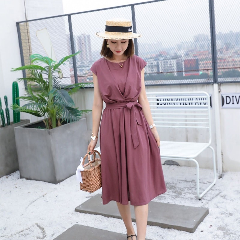 1975.ウエストリボンフレアドレス（ピンク）2019 春夏 sale 春夏 sale ワンピース フリル 半袖 エレガント お呼ばれ パーティー 結婚式 披露宴 女子会 レストラン デート