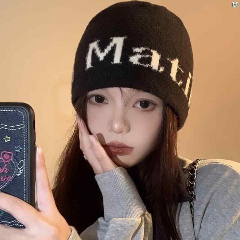 レディースファッション　ファッション小物　オシャレ 秋冬 文字 ウール 帽子 大きい頭囲 小柄 ヘッド バンド 防寒 暖かい 耳保護 ニット 帽