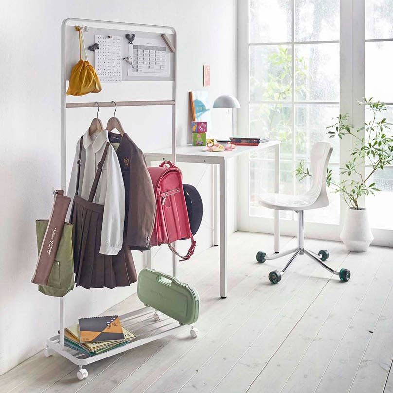 子供ラック 山崎実業 TOWER タワー キッズパネル付きハンガーラック ホワイト