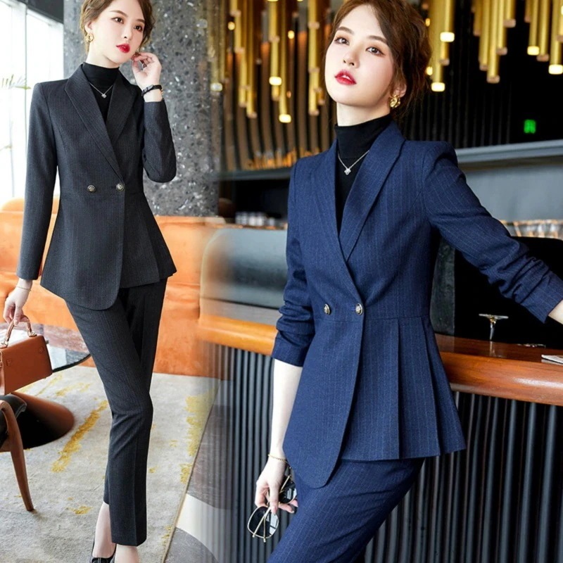 気質OL 秋 長袖 フォーマル ビジネススーツセットアップ レディース ジャケット/ズボン二点セットママ スーツ入園式 入学式 卒園式髙品質 スーツ着痩せ テーラードドレス大きいサイズスーツ