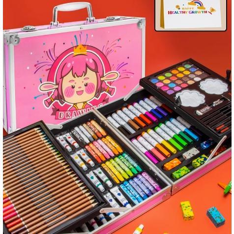 お絵かきセット 色鉛筆 150ピース 絵の具セット 水性/油性色鉛筆 カラーサインペン 塗り絵 描き用 収納 携帯便利 クレヨン 水彩画 アートセット 子供