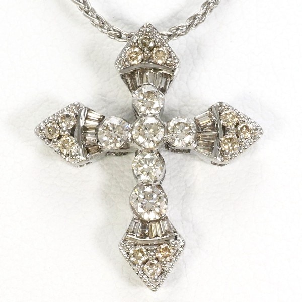 K18 18金 WG ホワイトゴールド ネックレス ダイヤ 約40cm ジュエリー 中古