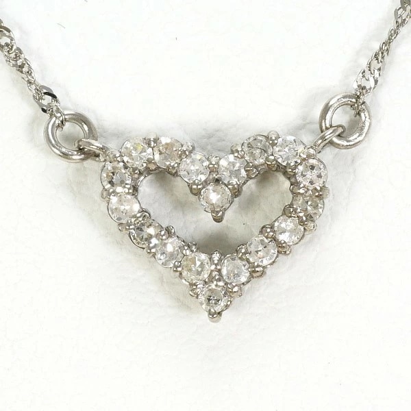 K18 18金 WG ホワイトゴールド ネックレス ダイヤ 0.15 約40cm ジュエリー 中古