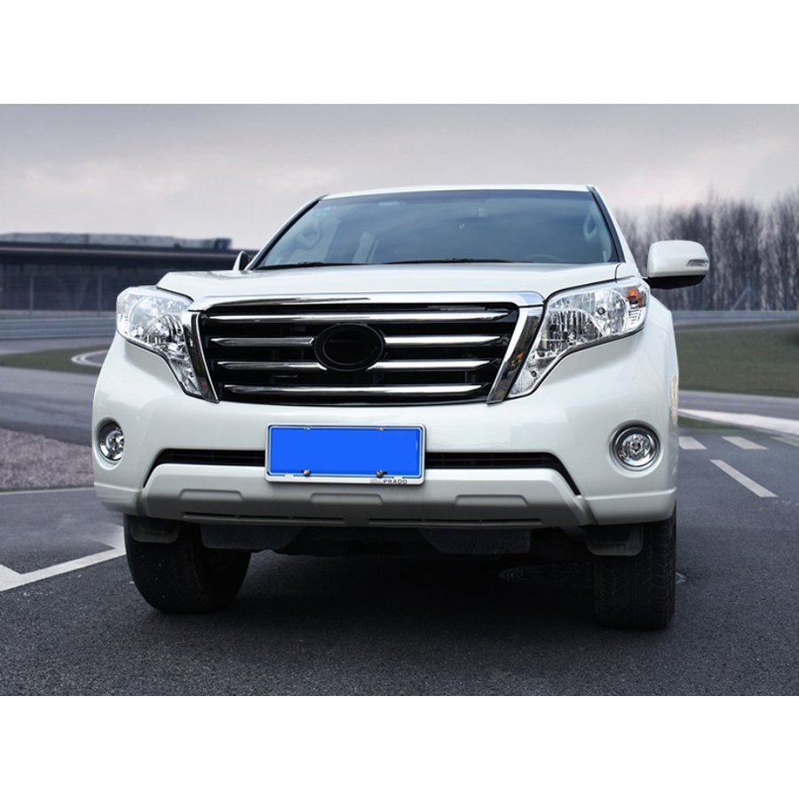 即納　フロントグリルガーニッシュ ランドクルーザープラド PRADO 150系 中期グリルカバー 外装パーツ 取付簡単　メッキ