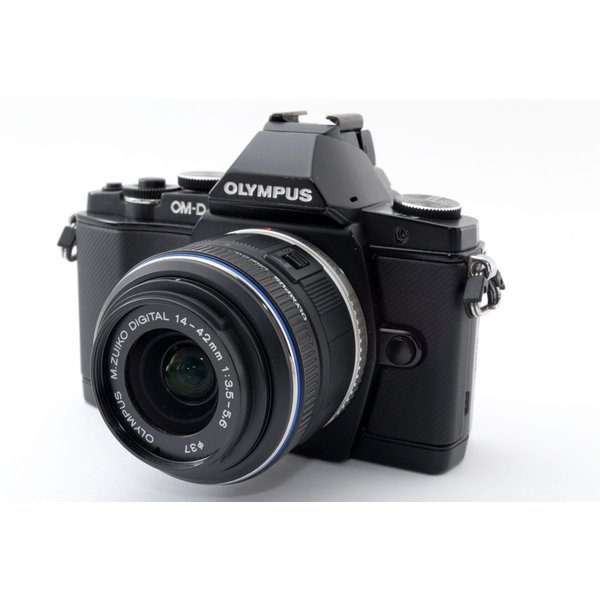 【中古】オリンパス OLYMPUS OM-D E-M5 レンズセット ブラック 美品 小型軽量ハイスピード堅牢 ストラップフラッシュ付き