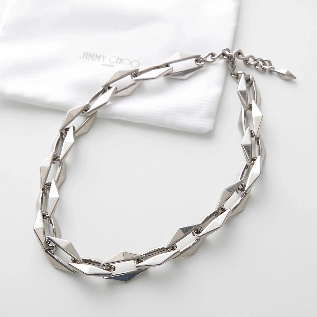 Jimmy Choo ジミーチュウ ネックレス DIAMOND CHN NECKLACE/U CZI ダイヤモンド チェーン レディース アクセサリー ANIIQUE-SILVER
