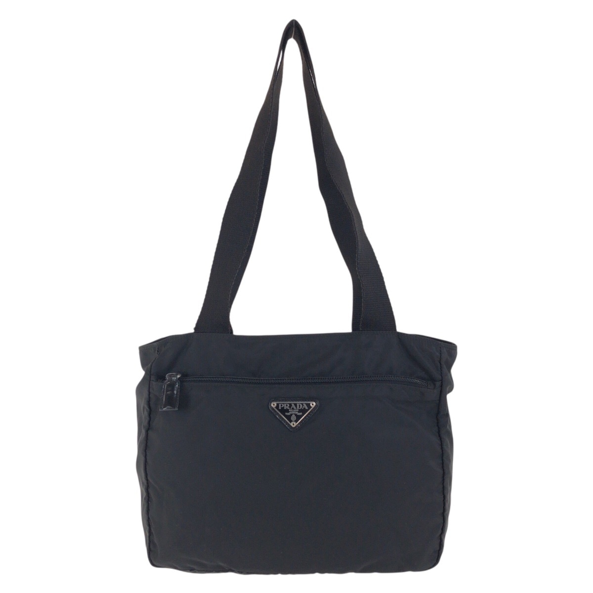 美品 テスート 三角ロゴプレート ブラック 黒 シルバー金具 ナイロン トートバッグ ショルダーバッグ レディース 502819