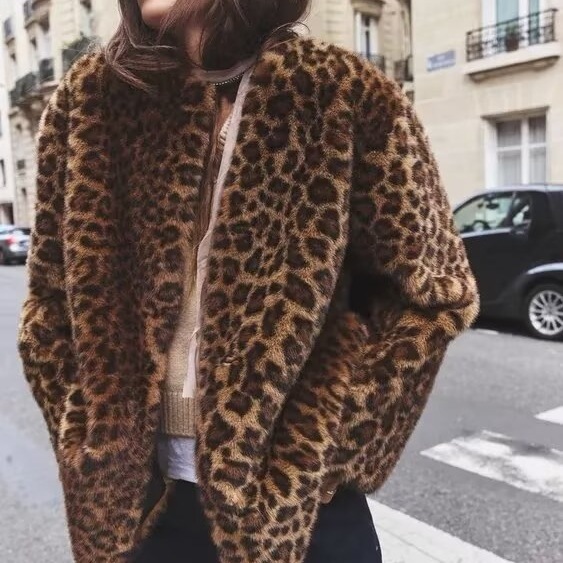 レディース 欧米風 人工ファー クロスボーダー 2025年冬 新品 大人気 アニマルプリント 人工ファーコート アウター リーンラグジュアリー