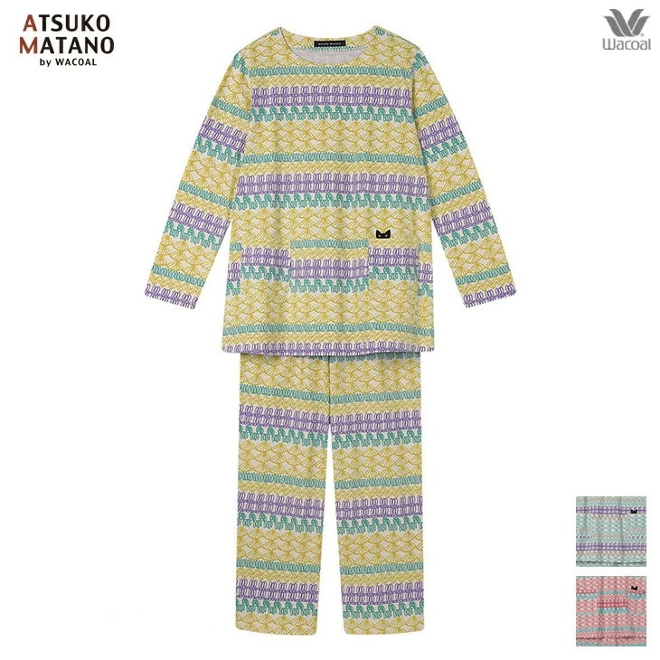 マタノアツコ ワコール wacoal パジャマ ルームウェア ナイトウェア 寝間着 部屋着 レディース 長袖 毛糸の編み地をイメージ 秋冬 HDX581