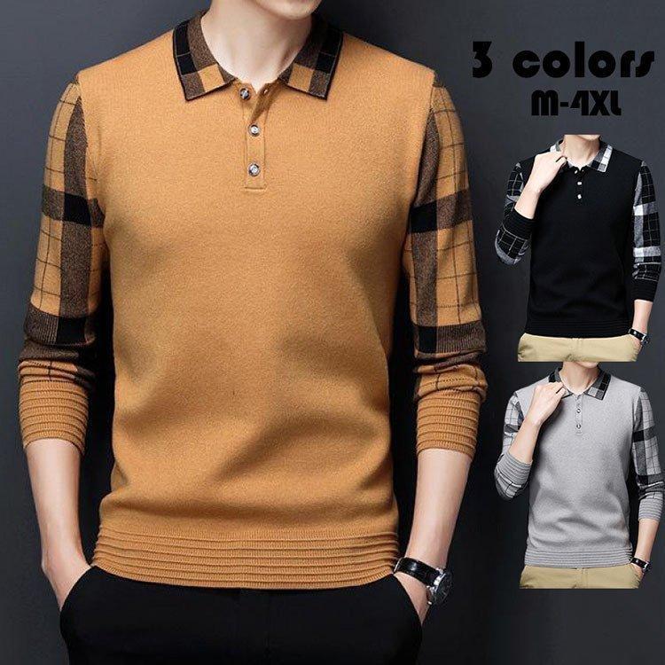 シャツ メンズ トップス 大きいサイズ 厚手 長袖 切り替え Tシャツ トレンド ゴルフウェア おしゃれ スポーツ 秋冬 ゴルフ シャツ 紳士服 カジュアル 色