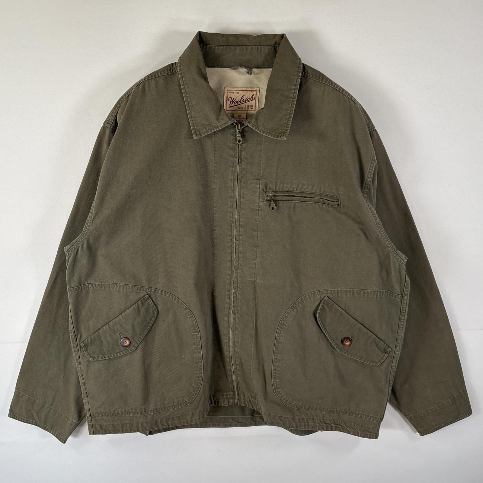 古着 90s/90年代 コットンジャケット ワークジャケット 大きいサイズ ブルゾン フルジップ 2XL カーキ メンズ