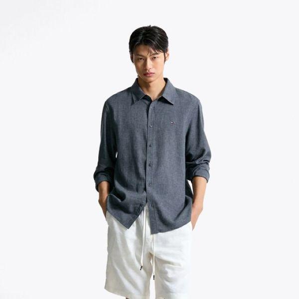 [男性] リネン混紡ボタンダウンシャツ (T12F1WSH713MLMPA7)